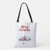 Winter Scene met een Rode Kerk en kerstster Tote Bag (Achterkant)