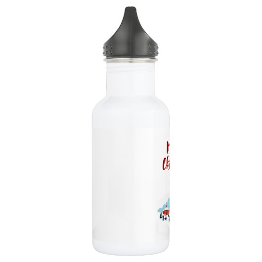 Winter Scene met een Rode Kerk en kerstster Waterfles (Links)