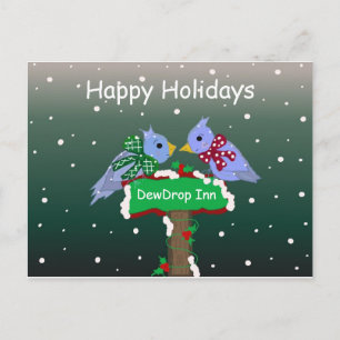 Winter Scene met Little Birdies Feestdagenkaart