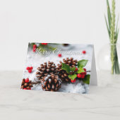 Winter Scene Met Pine Cones Vrolijk Kerstfeest Kaart (Voorkant)