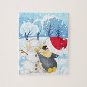 Winter Scene met puzzel van het Kind van Penguin e Legpuzzel (Verticaal)