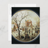 Winter Scene met Skaters nabij een kasteel Briefkaart (Voorkant / Achterkant)