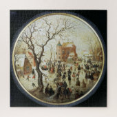 Winter Scene met Skaters nabij een kasteel Legpuzzel (Verticaal)
