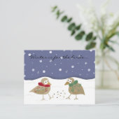 Winter Scene met twee kleine vogels Briefkaart (Staand voorkant)