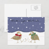 Winter Scene met twee kleine vogels Briefkaart (Voorkant / Achterkant)