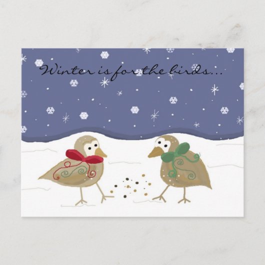 Winter Scene met twee kleine vogels Briefkaart (Voorkant)