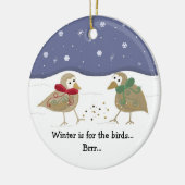 Winter Scene met twee kleine vogels Keramisch Ornament (Links)