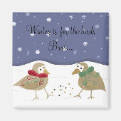 Winter Scene met twee kleine vogels Magneet (Voorkant)
