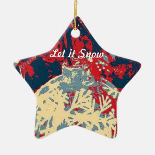 Winter Scene met unieke sneeuwvlok Keramisch Ornament (Voorkant)