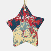 Winter Scene met unieke sneeuwvlok Keramisch Ornament (Links)