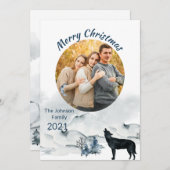 Winter Scene met Wolf kerstfamilie Foto (Voorkant / Achterkant)