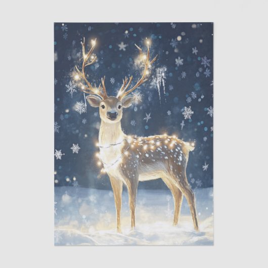 Winter Scene of a Deer Draped in Xmas Lights Tissuepapier (Voorkant)