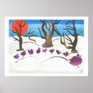 Winter Scene of Make Way for Ducklings Poster