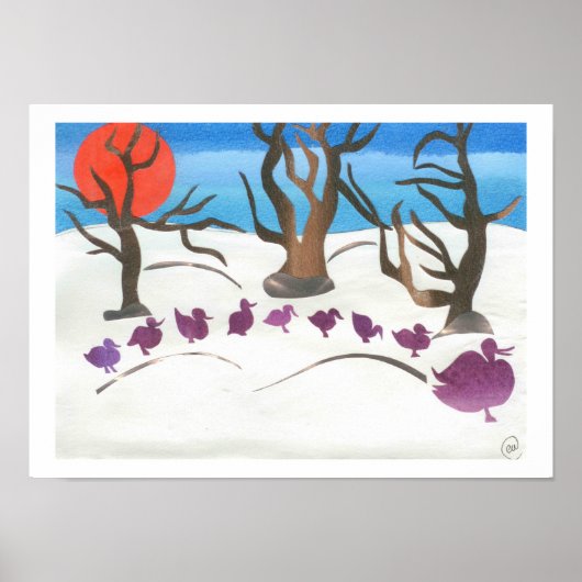 Winter Scene of Make Way for Ducklings Poster (Voorkant)