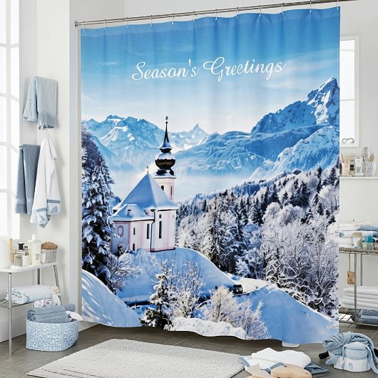 Winter scène op maat douchegordijn