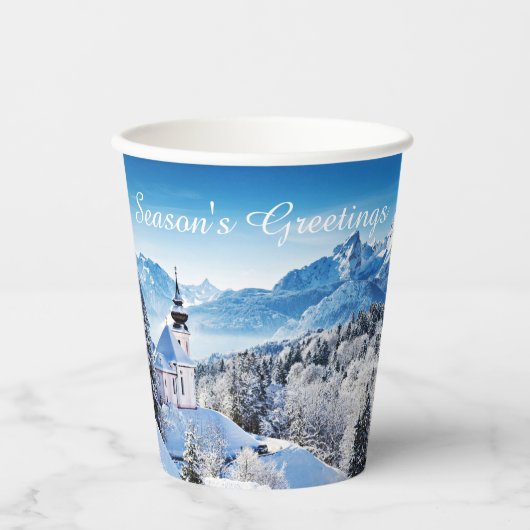 Winter scène op maat papieren bekers (Voorkant)