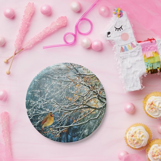 Winter Scene papier borden-Bird Design Papieren Bordje (Feest)