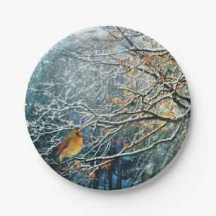 Winter Scene papier borden-Bird Design Papieren Bordje