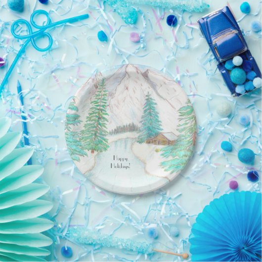 Winter Scene Papieren Bordje (Feest)