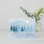 Winter Scene Peace on Earth Holiday Photo Foil Folie Uitnodiging Briefkaart (Staand Voorkant)