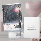Winter Scene–Pink Hearts Happy Valentine's Day Kaart