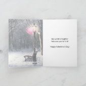 Winter Scene–Pink Hearts Happy Valentine's Day Kaart (Binnen)