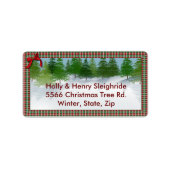 "Winter Scene"/Plaid Border Address Label (Voorkant)