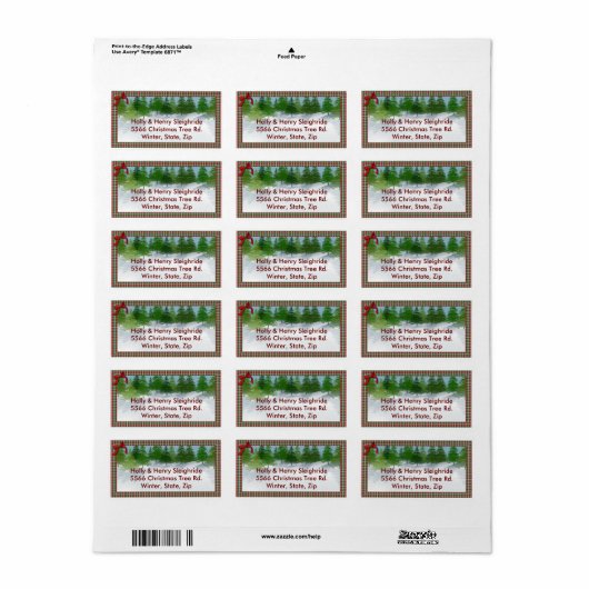 "Winter Scene"/Plaid Border Address Label (Full Sheet)