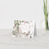 Winter Scene roze Berry Branches kerstKaart Bedankkaart (Voorkant)