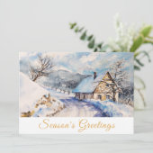 Winter Scene Season Greetings Business Feestdagenkaart (Staand voorkant)