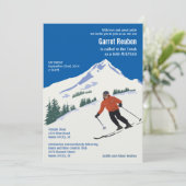 Winter Scene Ski Resort Bar Mitzvah Uitnodiging (Staand voorkant)