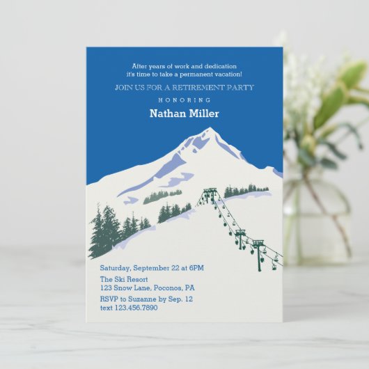 Winter Scene Ski — Uitnodiging (Staand voorkant)