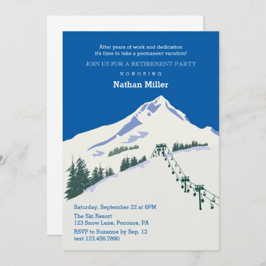 Winter Scene Ski — Uitnodiging (Voorkant / Achterkant)