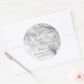 Winter Scène Sneeuw Sneeuwvlokken Dank je bruiloft Ronde Sticker (Envelop)