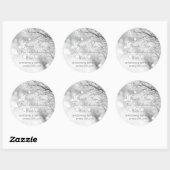 Winter Scène Sneeuw Sneeuwvlokken Dank je bruiloft Ronde Sticker (Vel)