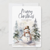 Winter Scène Sneeuwman Kerstmis Feestdagenkaart (Voorkant)
