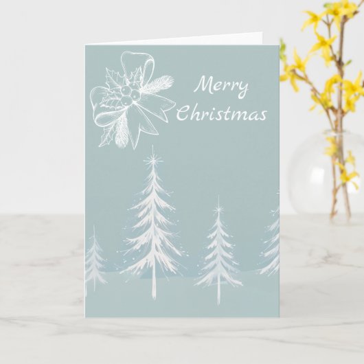 Winter Scene Snowy Forest Kerstmis Kaart (Gele Bloem)