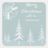 Winter Scene Snowy Forest Kerstmis Vierkante Sticker (Voorkant)