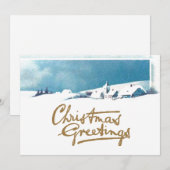Winter Scène Snowy Village Kerstgroeten Feestdagenkaart (Voorkant / Achterkant)