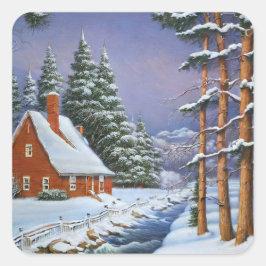 Winter Scene Square Sticker
