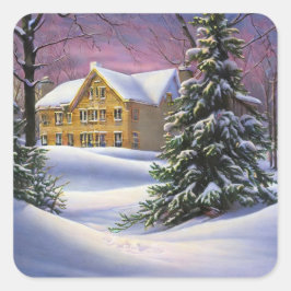 Winter Scene Square Sticker