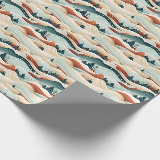  Winter Scene Trees Mountains Snow  Cadeaupapier (Hoek)