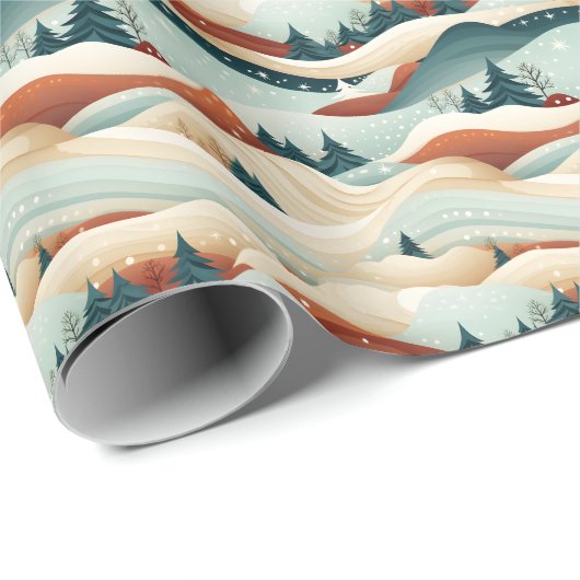  Winter Scene Trees Mountains Snow  Cadeaupapier (Rol Hoek)