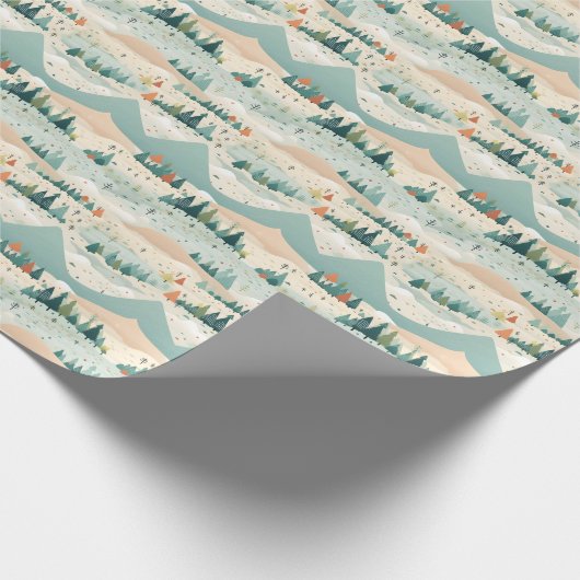  Winter Scene Trees Mountains Snow  Cadeaupapier (Hoek)