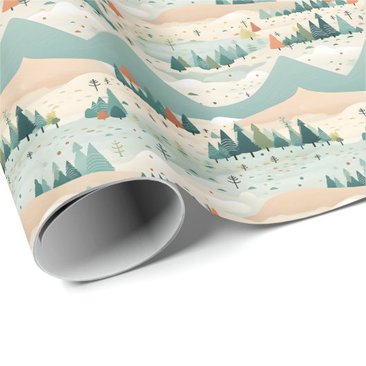  Winter Scene Trees Mountains Snow  Cadeaupapier (Rol Hoek)