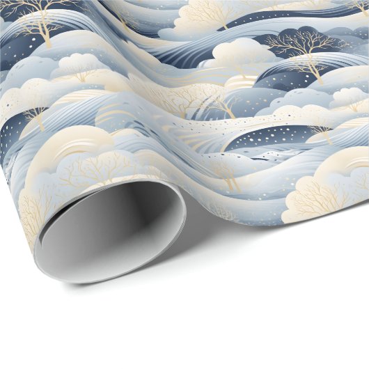  Winter Scene Trees Mountains Snow  Cadeaupapier (Rol Hoek)