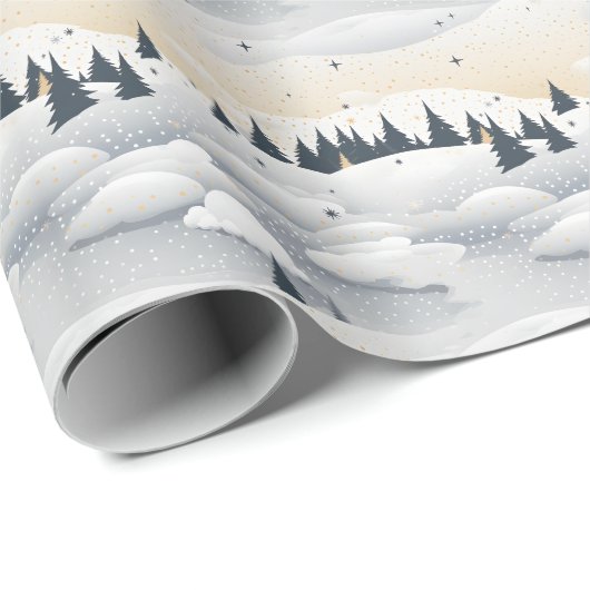  Winter Scene Trees Mountains Snow  Cadeaupapier (Rol Hoek)