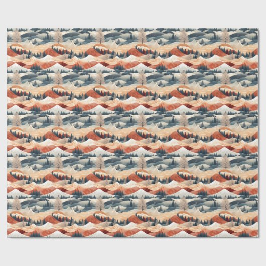  Winter Scene Trees Mountains Snow  Cadeaupapier (Vlak)