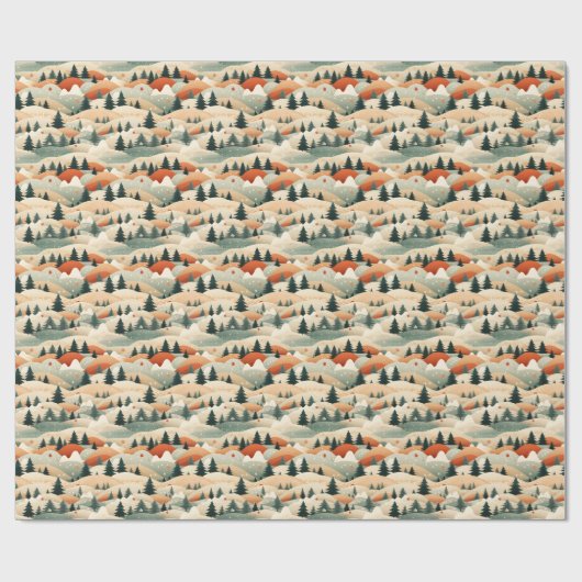  Winter Scene Trees Mountains Snow  Cadeaupapier (Vlak)