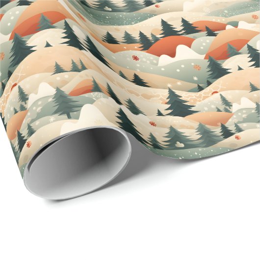  Winter Scene Trees Mountains Snow  Cadeaupapier (Rol Hoek)